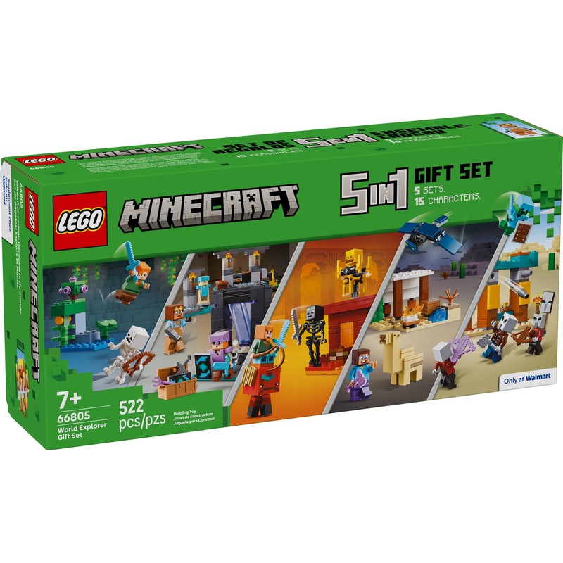 LEGO Minecraft Gift Set - 5 epic sets with 15 characters in 1 Box: Steve’s Desert Expedition, The Armory, The Nether Lava Battle, The Illager Desert Patrol, and The Lush Cave Fight - 66805 - Sold Out Games