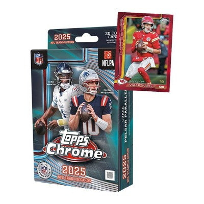 2025 Topps NFL Chrome Football Trading Card Hanger Box