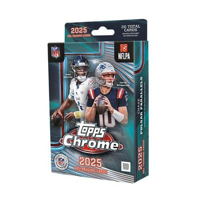 2025 Topps NFL Chrome Football Trading Card Hanger Box